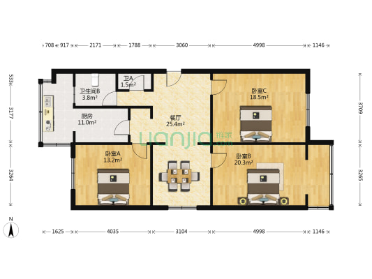 省商务厅家属院（民主东路/平凉路） 3室1厅2卫 107平方