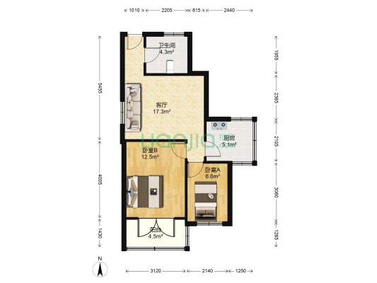 金沟寨四街 2室1厅1卫 61平方