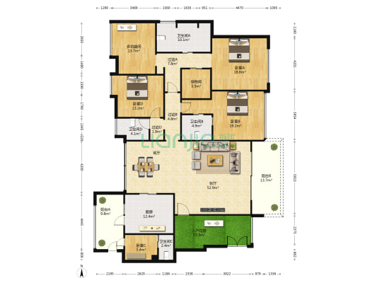 海峡国际社区三期 5室1厅4卫 270平方
