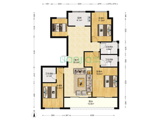 祥生·云境 4室1厅3卫 145平方