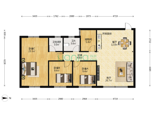 翠华路29号 3室2厅2卫 109平方