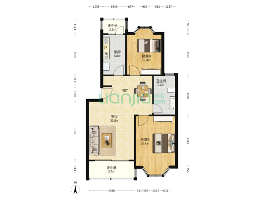 金源佳苑 2室1厅1卫 92平方