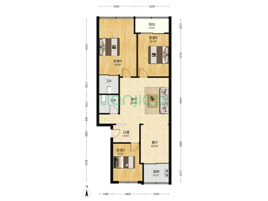龙湖路757-783号(单数) 3室2厅2卫 120平方