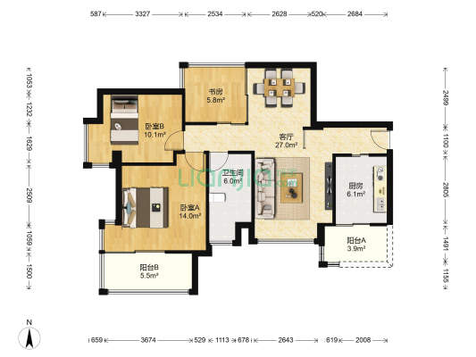 园景园 3室1厅1卫 88平方