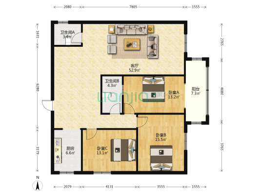 锦绣华庭小区 3室1厅2卫 142平方