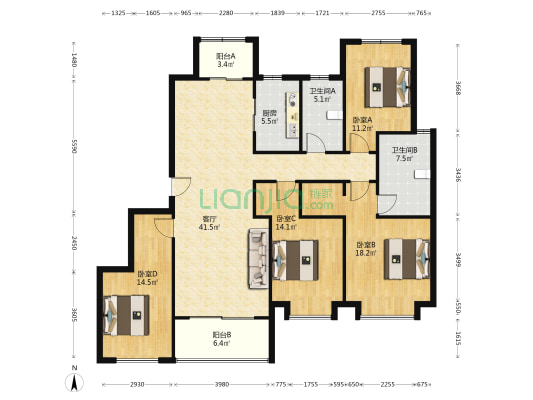 恒大悦府 4室1厅2卫 179平方
