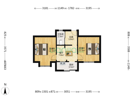 中沟路50弄 2室1厅1卫 47平方