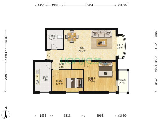 华源二里 2室1厅1卫 95平方