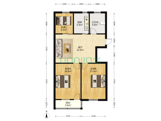 红峰新村 3室1厅1卫 97平方