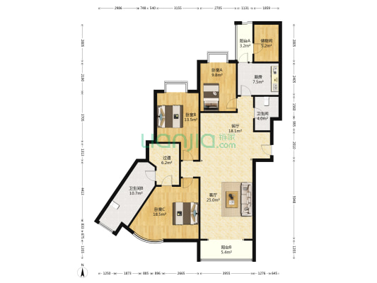 世茂滨江新城 3室2厅2卫 188平方