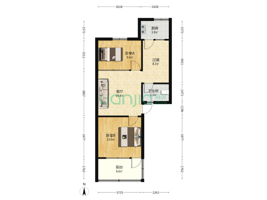 禽蛋公司家属院 2室1厅1卫 65平方