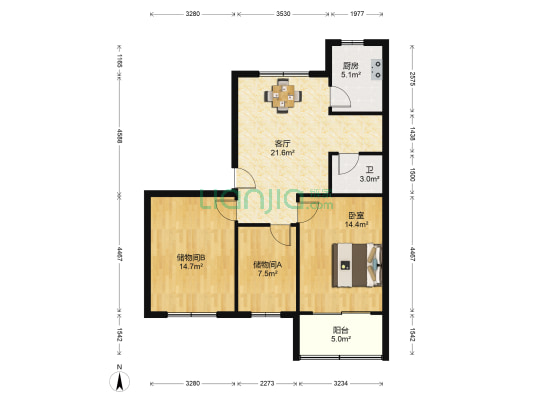 梅花新村 1室1厅1卫 89平方