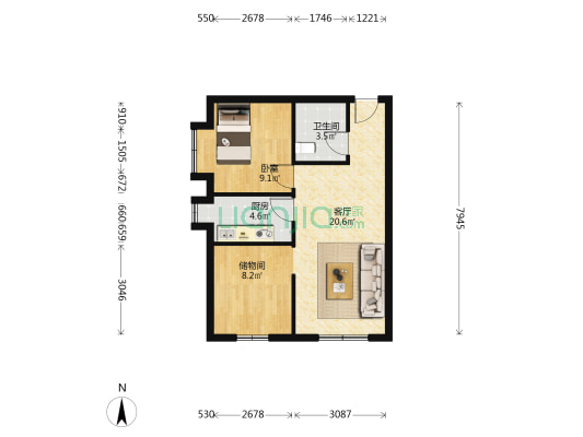 雷捷佳悦丽庭 1室1厅1卫 67平方