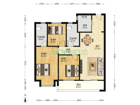 旭辉千山凌云二期 3室1厅2卫 122平方