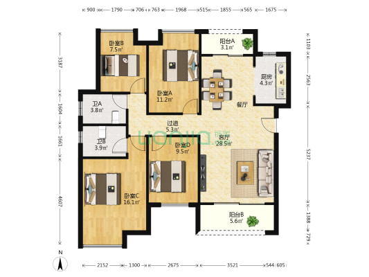 卓越浅水湾二期 4室2厅2卫 118平方