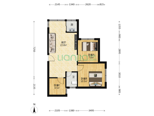 锦峰苑 3室1厅1卫 95平方