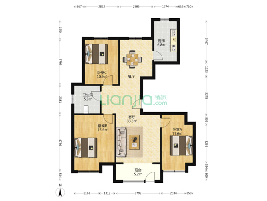 怡和家园3期 3室1厅1卫 126平方