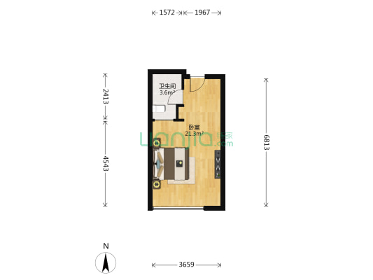 联发广场 1室0厅1卫 40平方