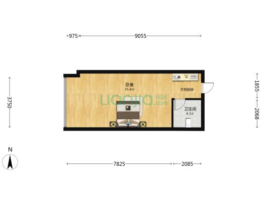 四通八达国际广场一期工程C地块 1室0厅1卫 53平方