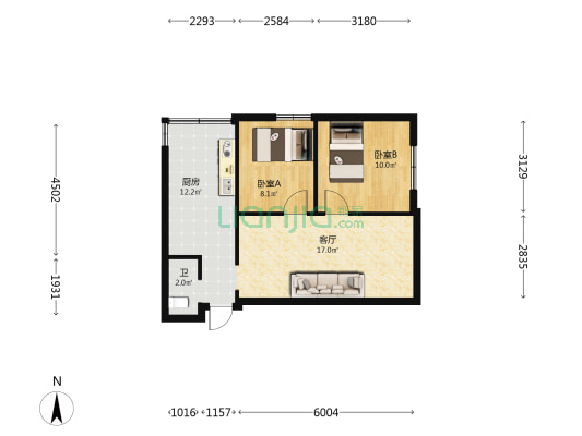 巡津街38号 2室1厅1卫 48平方