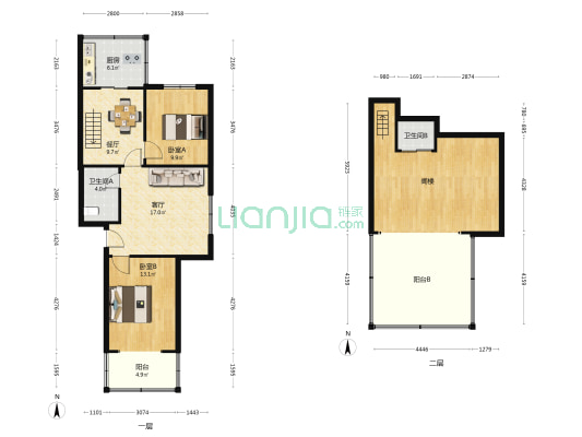锦绣苑小区 2室2厅2卫 98平方
