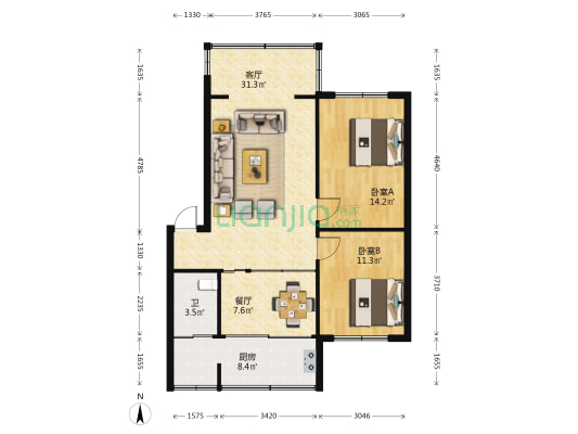 卫生局防疫站宿舍楼 2室2厅1卫 82平方