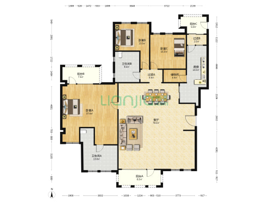 碧云花园 3室1厅2卫 268平方