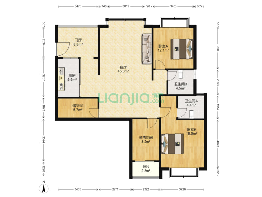 金江小区·融苑 3室1厅2卫 132平方