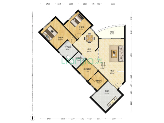 图强村408号 3室2厅2卫 127平方