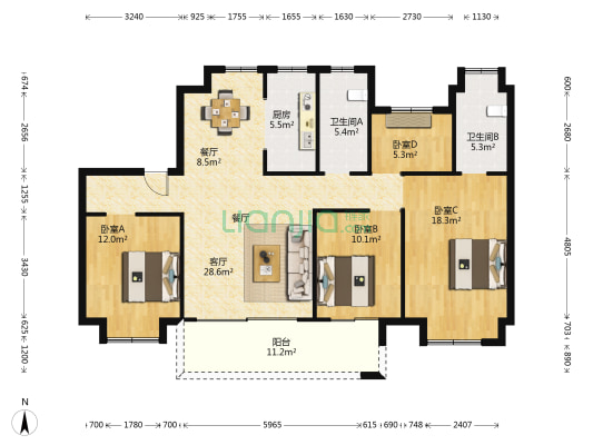 观澜台 4室2厅2卫 140平方