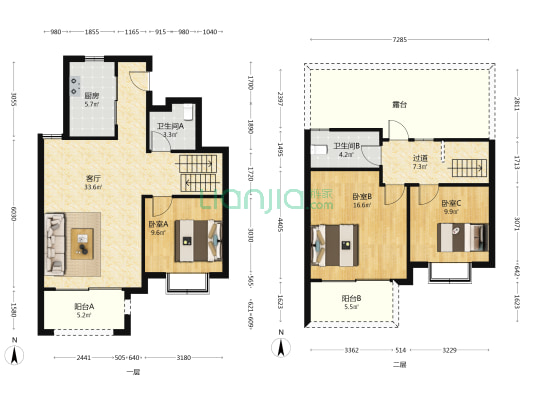 金悦雅苑茗园 3室1厅2卫 132平方
