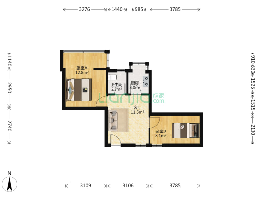 石牌园社区 2室1厅1卫 49平方