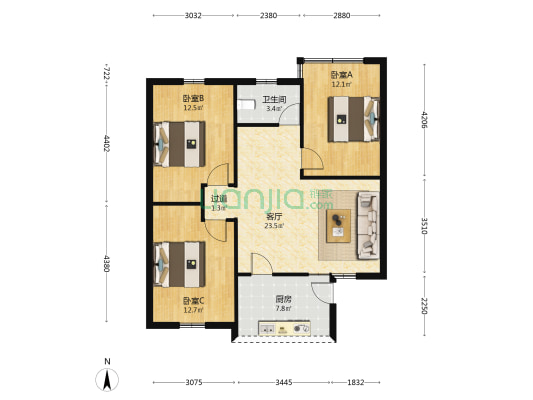 东苑路东苑市场 3室1厅1卫 87平方
