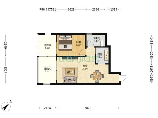 金元.椰景蓝岸 1室1厅1卫 64平方