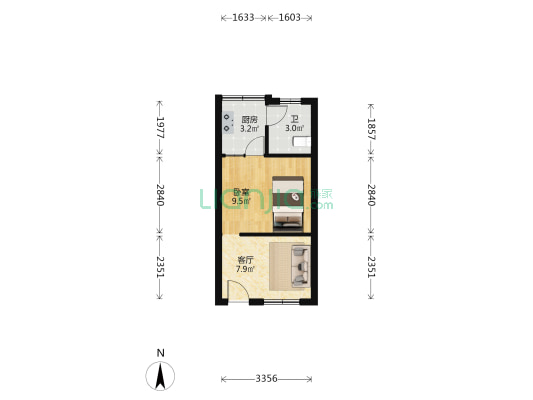 海鹰大厦 1室1厅1卫 32平方