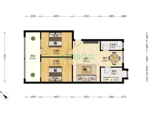 立业路制线厂家属院 2室2厅1卫 87平方