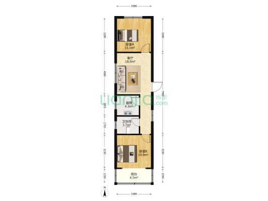 南山逸居 2室1厅1卫 68平方