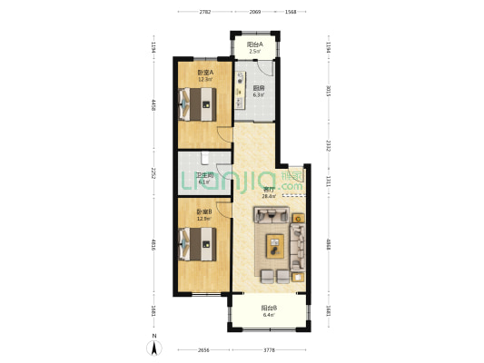林机所家属楼 2室1厅1卫 99平方