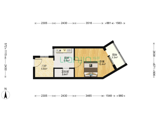 德宝新园 1室0厅1卫 41平方