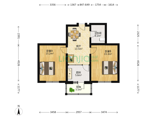 北塔花园小区 2室1厅1卫 73平方