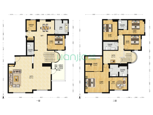 万城华府玺园 6室2厅4卫 351平方