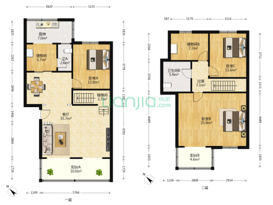 中央花园一期三组团 3室1厅2卫 163平方