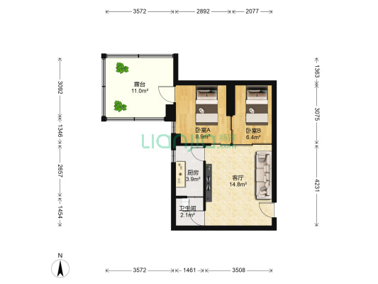 大正大厦 2室1厅1卫 52平方