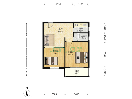 建国西路211弄 2室1厅1卫 58平方