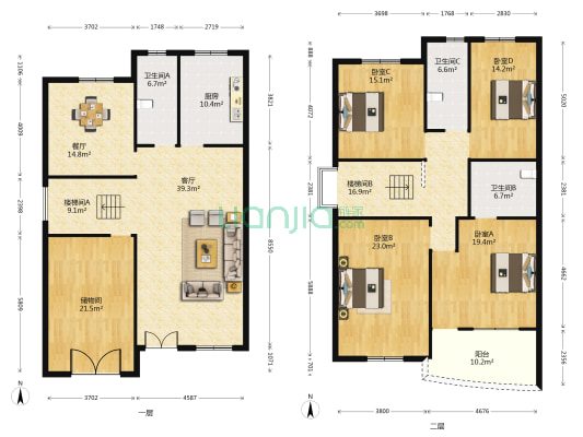 人民东路23号 4室2厅3卫 239平方