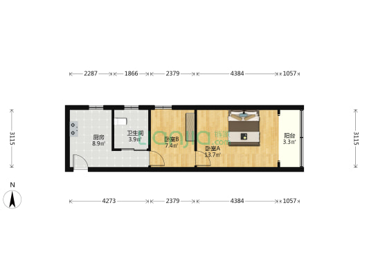 雾晓大楼 2室0厅1卫 53平方