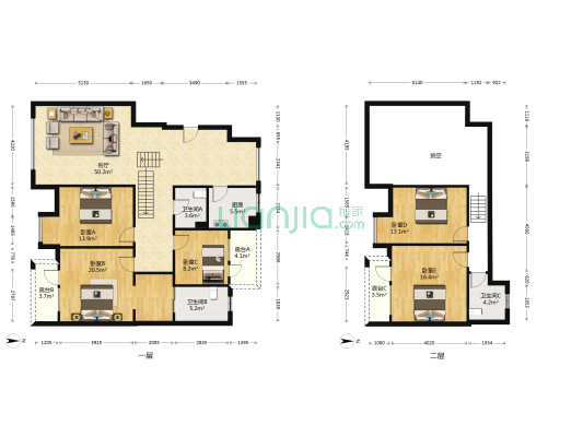上和园著 5室1厅3卫 195平方