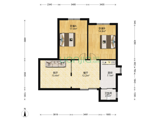 相府路5号 2室2厅1卫 74平方