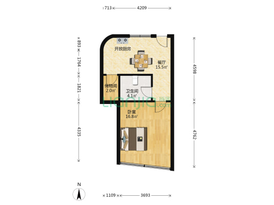 星洲花园单身公寓 1室1厅1卫 50平方
