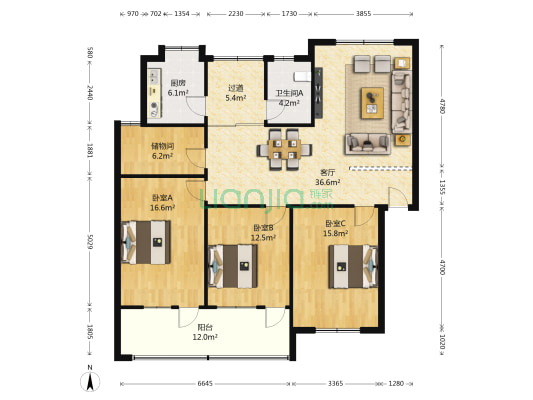 人民银行家属区 3室1厅1卫 128平方